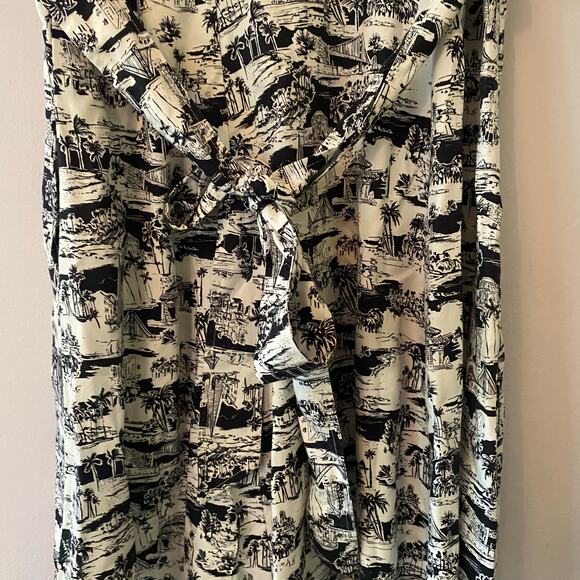 Marine Layer Camilla Dress Mini Black White City Print Tropical Women's Large - Picture 8 of 11